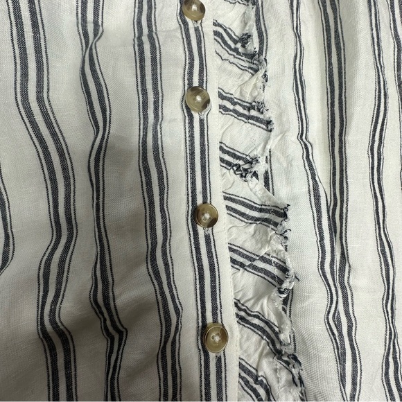 NWT Anthropologie Pilcro Ruffle Collar Stripe Buttondown Midi Dress blue/wh  10p - Picture 13 of 13